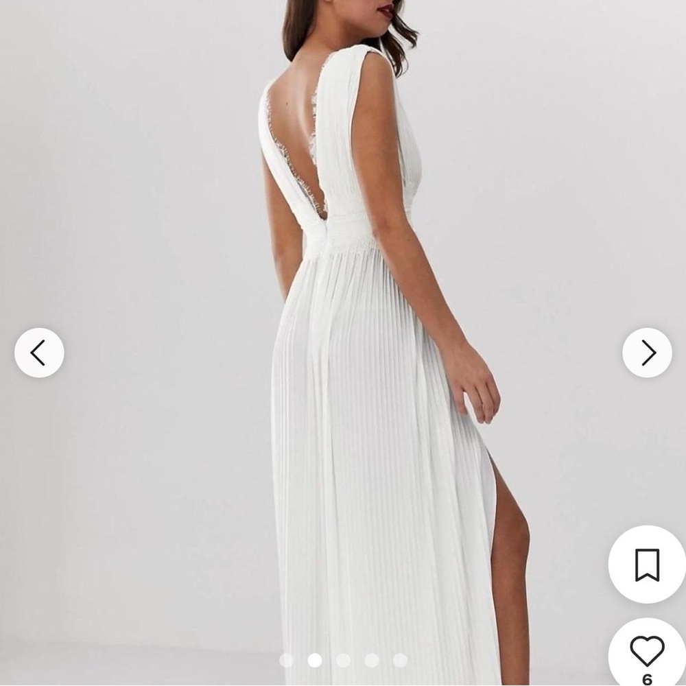 ASOS Elegant Cream Pleated Dress - Picture 3 of 9